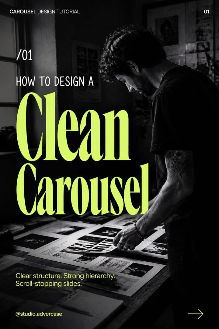 A Marge-designed Instagram carousel slide in the Lime Noir template, grainy neon type on a near-black background